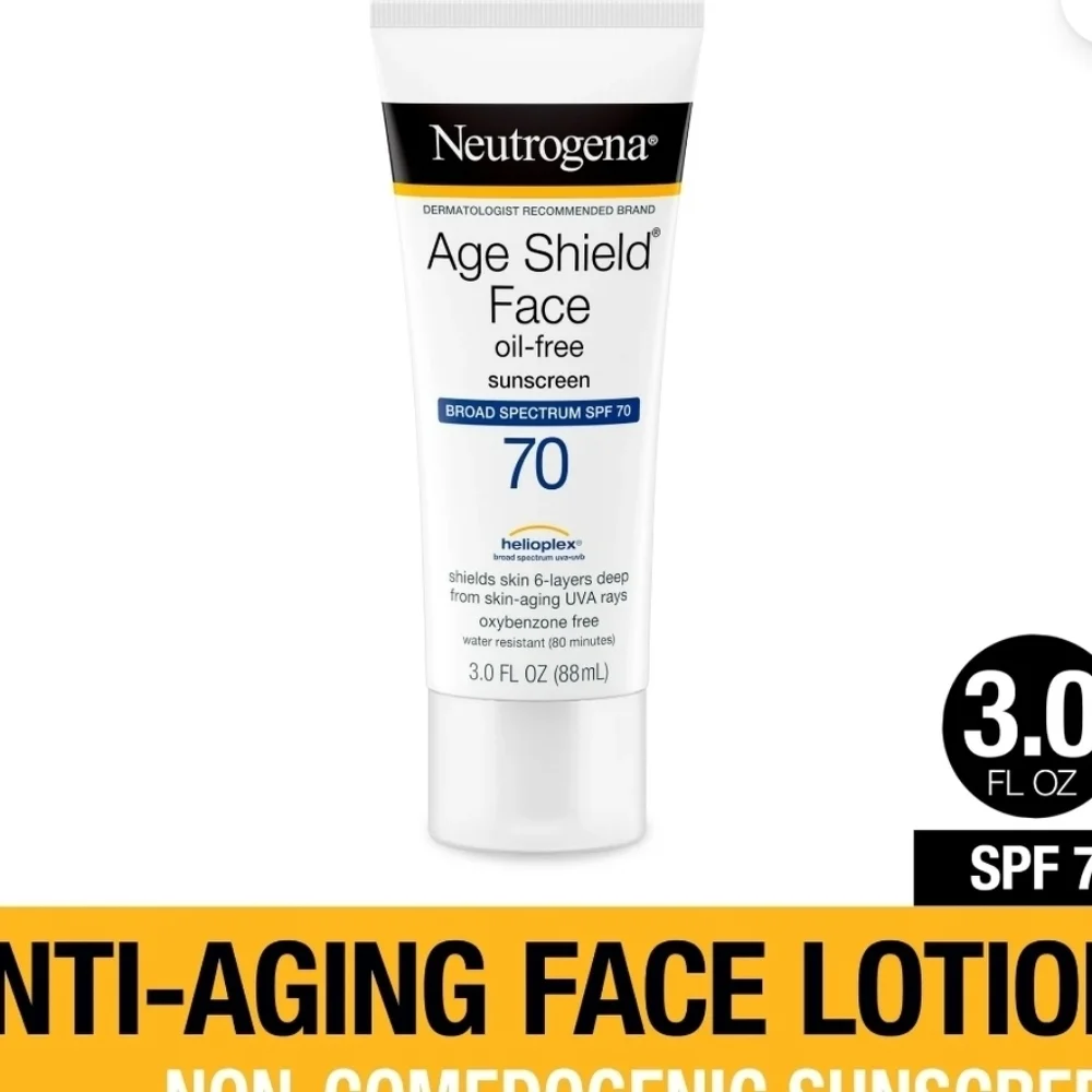 Neutrogena Age Shield Face Oil-Free Sunscreen, SPF 70 Sunblock, 3 fl oz